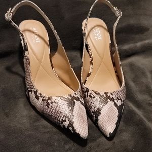 Snakeskin slingback kitten heels